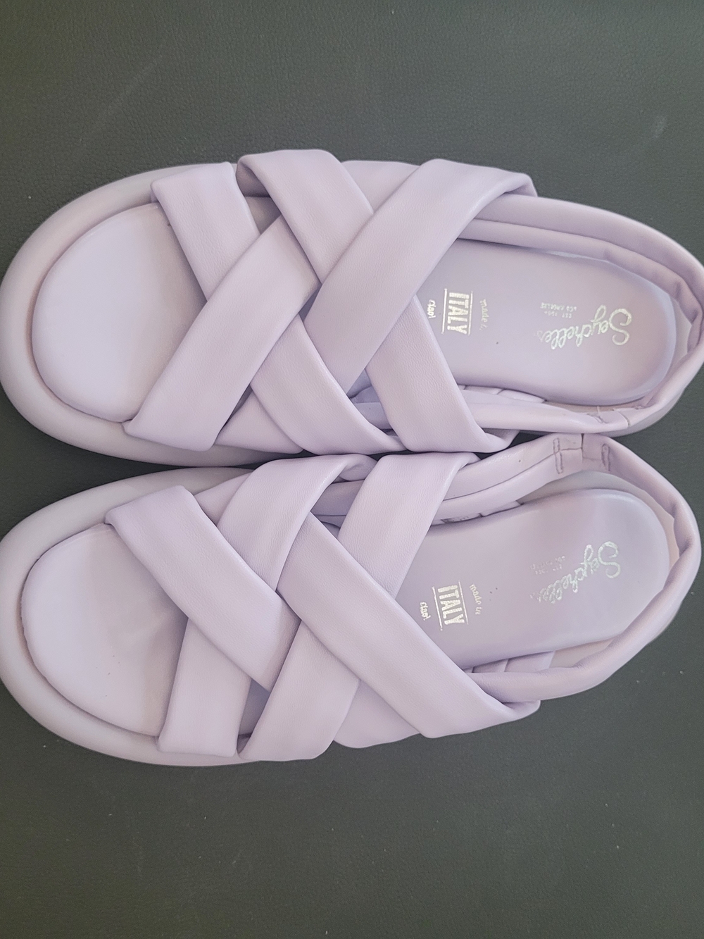 Seychelles Lavender Crisscross Slide Sandals